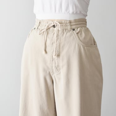 vintage 90s utility pants, beige high waist cotton trousers, size M 