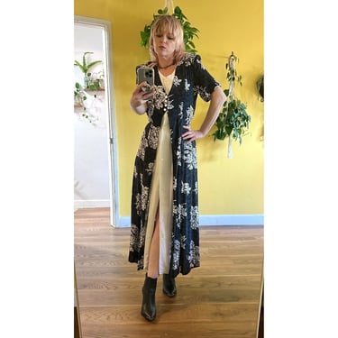 Vintage 90s Short Sleeve Maxi Dress 1990s Grunge Clothing Indie Clothes 