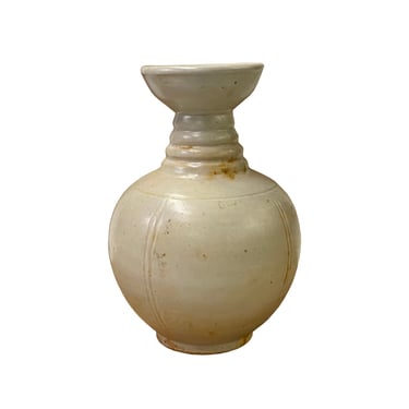 Chinese Handmade Ceramic Cream Off White Wide Vase Jar ws2723E 