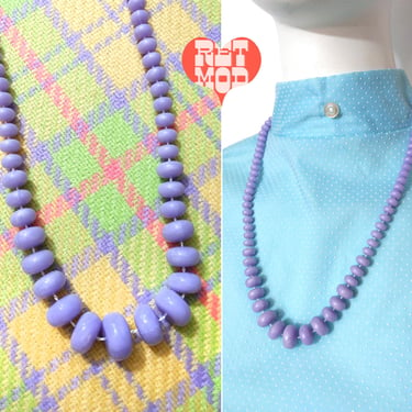 Lovely Vintage 80s Pastel Purple Graduated Beaded Necklace 