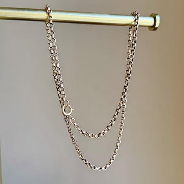 Antique Victorian 9ct .375 Rosy Gold 3mm Rolo Belcher Chain Necklace 17 In. 5.8g 