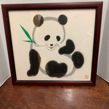 Vintage Panda Painting 