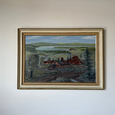 Joseph Charles Frumes Homestead Landscape Oil Painting , Framed 