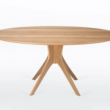 Oval Dining Table With Mid Century Modern Pedestal Base in Solid White Oak 