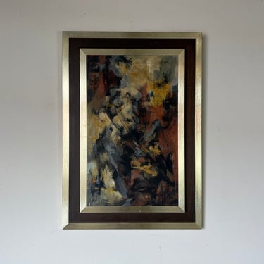 1960's Ruth Van Cleve Emerson Expressionist Abstract Oil on Canvas Painting, Framed 
