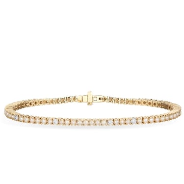 Pearl + Diamond Tennis Bracelet - Yellow Gold