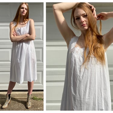 Antique Nightgown with Eyelet Details / Peasant Dress / Haute Hippie Dress / Festival / French Cotton /Bohemian Dreams 