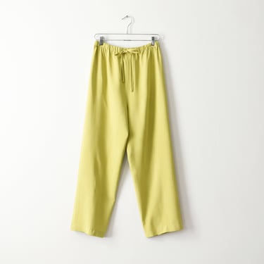 vintage silk lounge pants, 90s citron yellow easy pants 