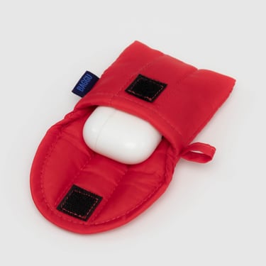 Puffy Earbuds Case in Candy Apple