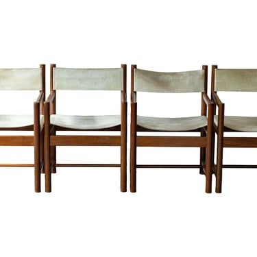 Mid Century Modern Set of 4 Arcana Rosewood Armchairs By Michel Arnoult 