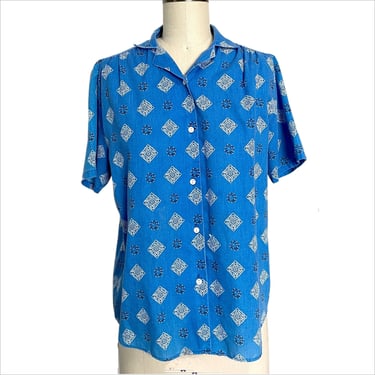 1980s bandana pattern camp shirt - size 7/8 