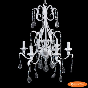 White Leaves Jeweled Chandelier