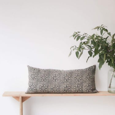 Block Print Lumbar Pillow | Wisteria Noir