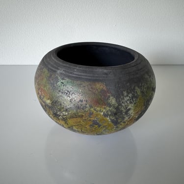 Vintage Handmade Raku Studio Pottery Vase - Signed 