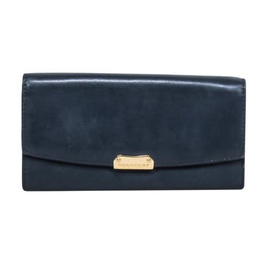Burberry - Navy Leather Long Wallet
