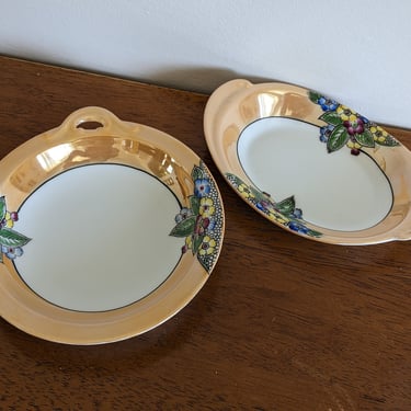 Vintage Pair of Noritake Art Deco Lusterware Small Dishes 