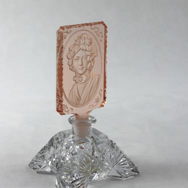 Art Deco Morlee Crystal Perfume Bottle Intaglio Dauber 