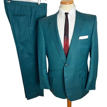 Vintage 1960s/1970s Hart Schaffner Marx 2pc SHARKSKIN Suit ~ 40 to 42 R ~ Sack Jacket / Pants ~ Rockabilly / Mod ~ Preppy / Ivy / Trad 