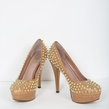 Gold Studded Heels Shoes Modern 