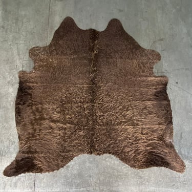 Natural Chocolate Curly Brazilian Cowhide Rug 5'9