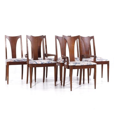Broyhill Brasilia Mid Century Walnut Dining Chairs - Set of 8 - mcm 