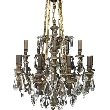 French Bronze & Crystal Baccarat Chandelier