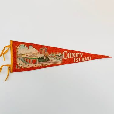 Vintage Coney Island New York Souvenir Pennant 