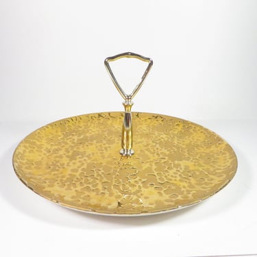 Vintage Gold Hors D'Oeuvre Serving Plate - Weeping Gold Dessert Party Plate 