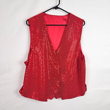 Vintage 90s Red Sequin Vest 