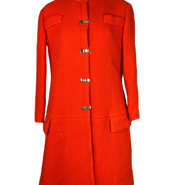 1960's Mod Orange Wool  Coat Size M