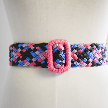 1980s/90s Multi-Colored Raffia Braded Belt 