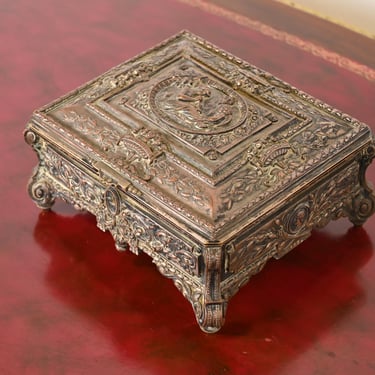 Antique French Repousse Silver Jewelry Box