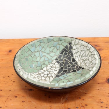 Mid Century Trecandis Mosaic Dish Abstract Catchall Smalti Tiles Vintage 