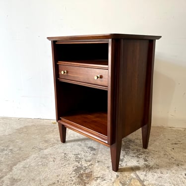 Vintage 50s Mid Century Modern Walnut Nightstand by Davis Cabinet Company 