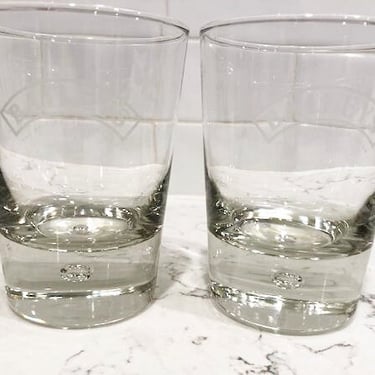 Barware Set, Set Of Two Vintage Blown Heavy Glass Floating Controlled Bubble Etched Letter Bailey's Irish Cream Liqueur/Cocktail/Rock Glass by LeChalet