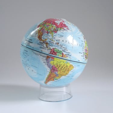 Mini World Globe • Dorm or Home Office Accents • Vintage World Small Earth • 80s Replogle Earth 
