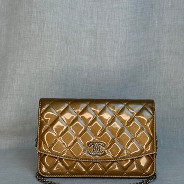 Chanel Gold Patent Wallet on Chain