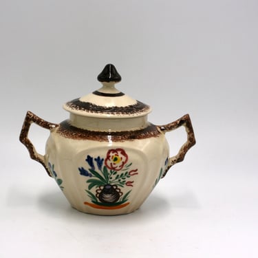 vintage HB Quimper French Country sugar bowl 