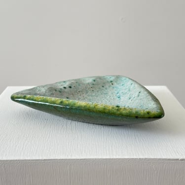 1960s – Large blue green lava glaze ashtray catch all tray 