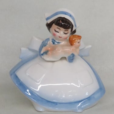Lefton Japan 4704 Porcelain Delivery Nurse Holding Baby Figurine 3570B