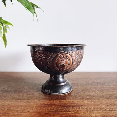 vintage metal pedestal bowl 