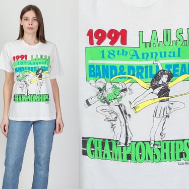 1991 Los Angeles Band & Drill Team Championship T Shirt - Medium to Large | Vintage 90s Graphic California High School Tourist Tee 