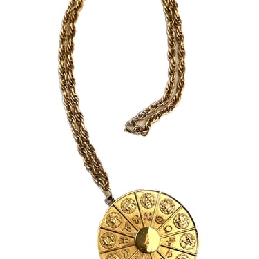 NAPIER Zodiac Necklace, Vintage Zodiac Necklace, Long Gold Necklace, Constallation Gold  Necklace, Atrology Jewelry, Zodiac Jewelry, Zodiac 