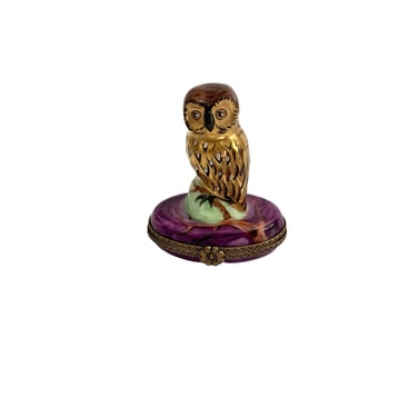 Limoges Owl Peint Main Box 