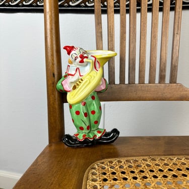Vintage Clown Wall Pocket Hand Painted 