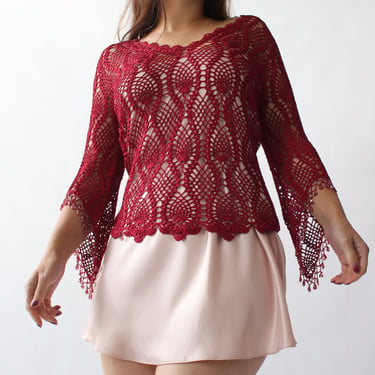 2000s Raspberry Crochet Top