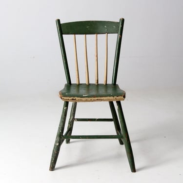 antique primitive painted plank seat chair 