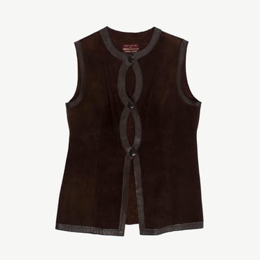 Womens vintage dark brown suede waistcoat, chocolate brown suede vest, made in England - Medium 