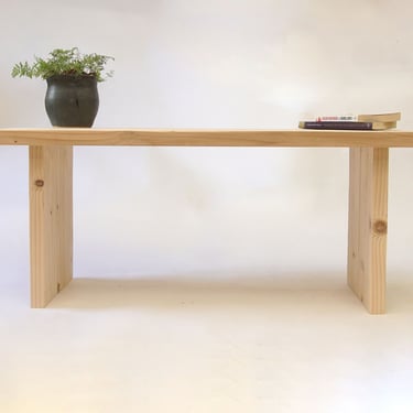 Solid Wood Bench/Coffee Table, Simple Rectangle Bench, Minimal Coffee Table- Raw 