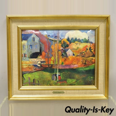 Helca Martele A La Main Hammered Enamel Painting Gauguin Moulin en Bretagne